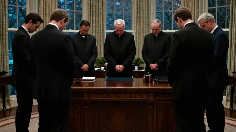 Illustration for: Bishops Grob and Joensen Regret Oval Office Prayer Session With Trump